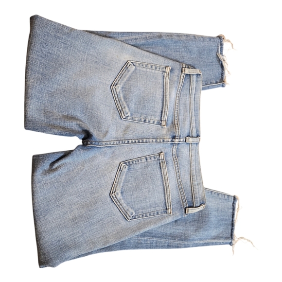 L'AGENCE Light Blue Straight Leg Jeans Distressed with Raw Hem Sz 25 - Picture 3 of 12